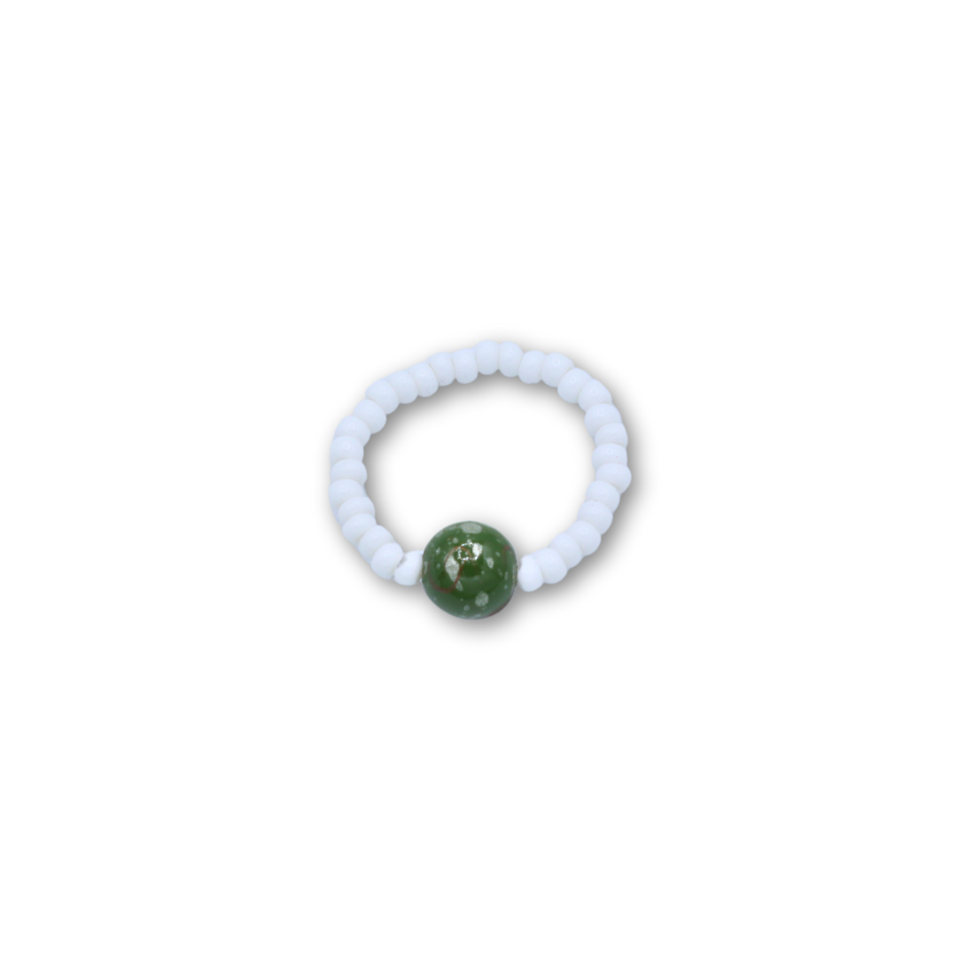 Green Speckled Beaded Ring