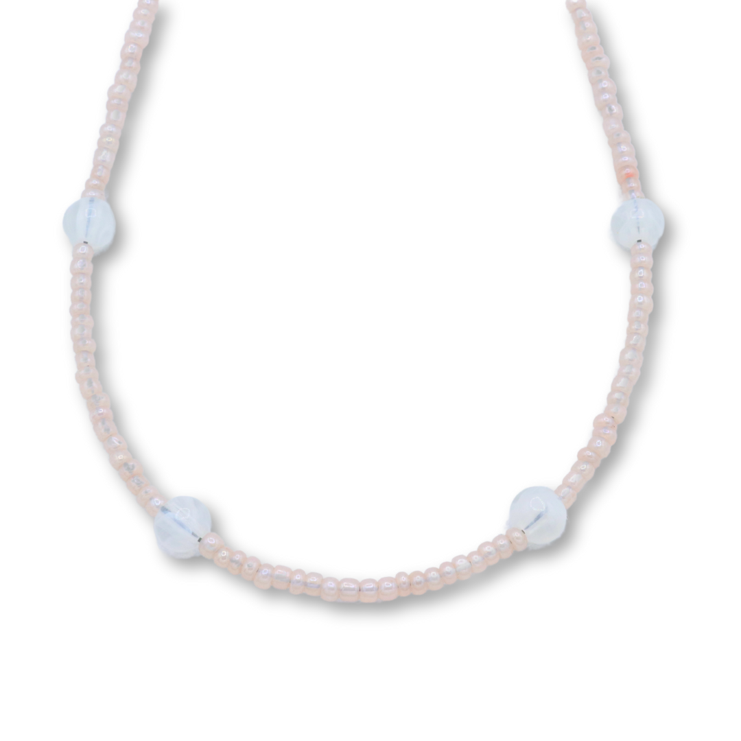 Pearl and Pink Beaded Necklace