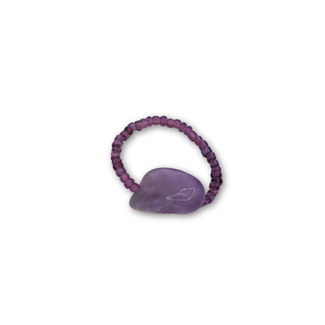 Purple Stone Beaded Ring