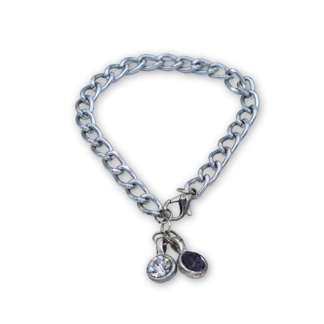 Silver Chain Bracelet with Gems